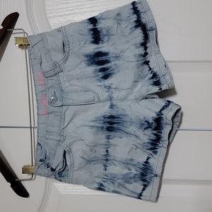 Children's Place Shortie Short Court Denim Shorts Girls Size 12 Tie Dye Blue